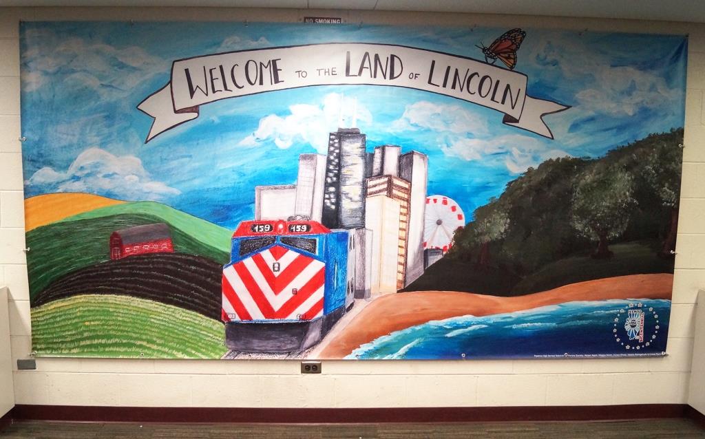 Illustration banner with the phrase welcome to the land of lincoln