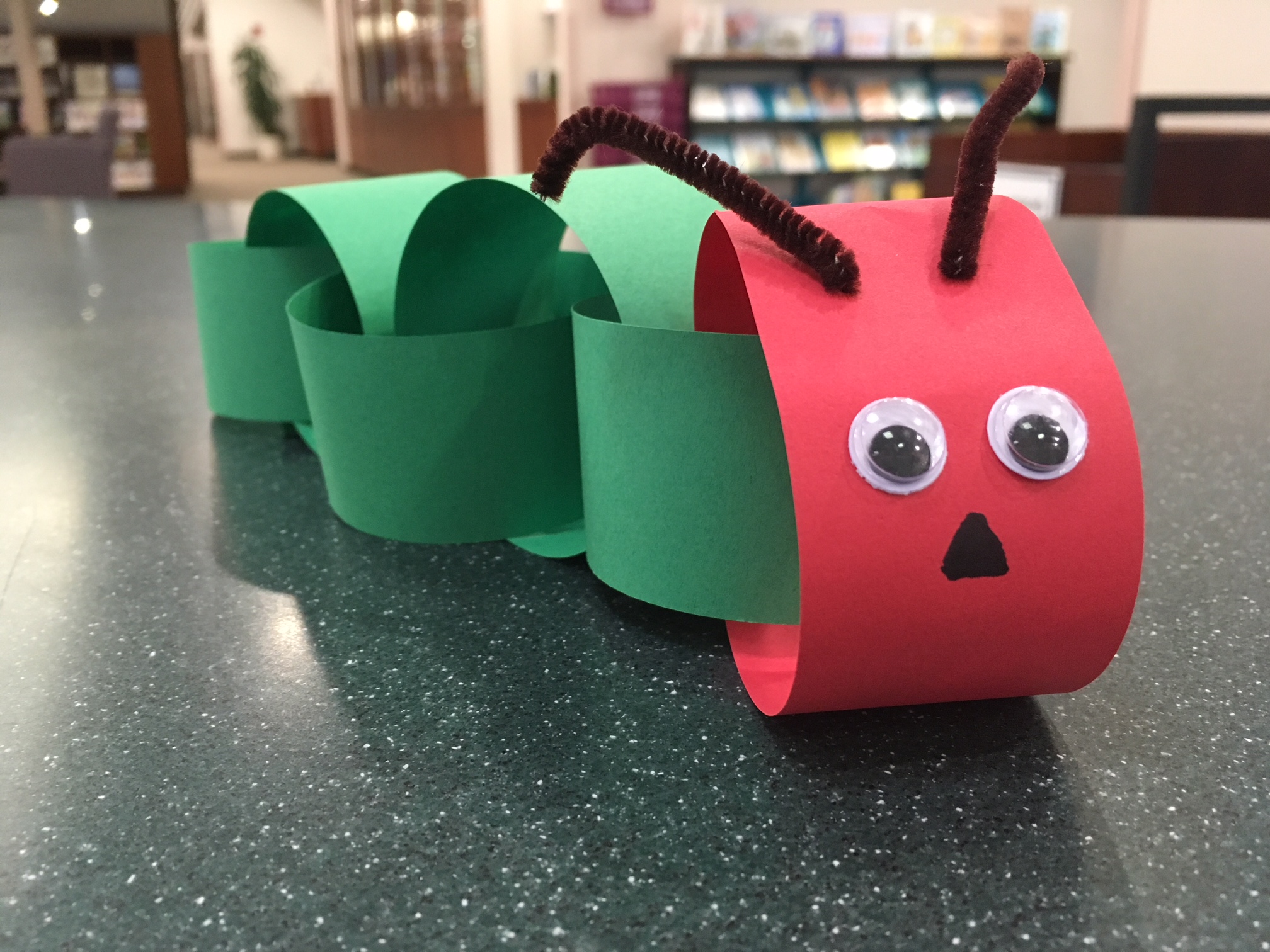 red and green paper chain caterpillar