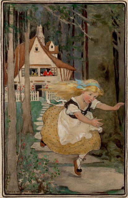 Jessie Willcox Smith - Goldilocks and the Three Bears, Swift's Premium Soap Products calendar illustration, 1916. 
