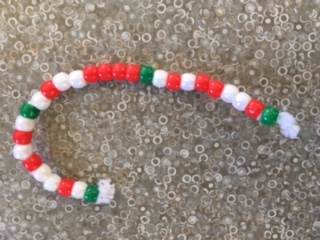 red and white pony bead candy cane craft