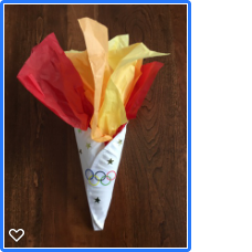 paper plate cone with yellow, orange and red tissue paper- torch craft