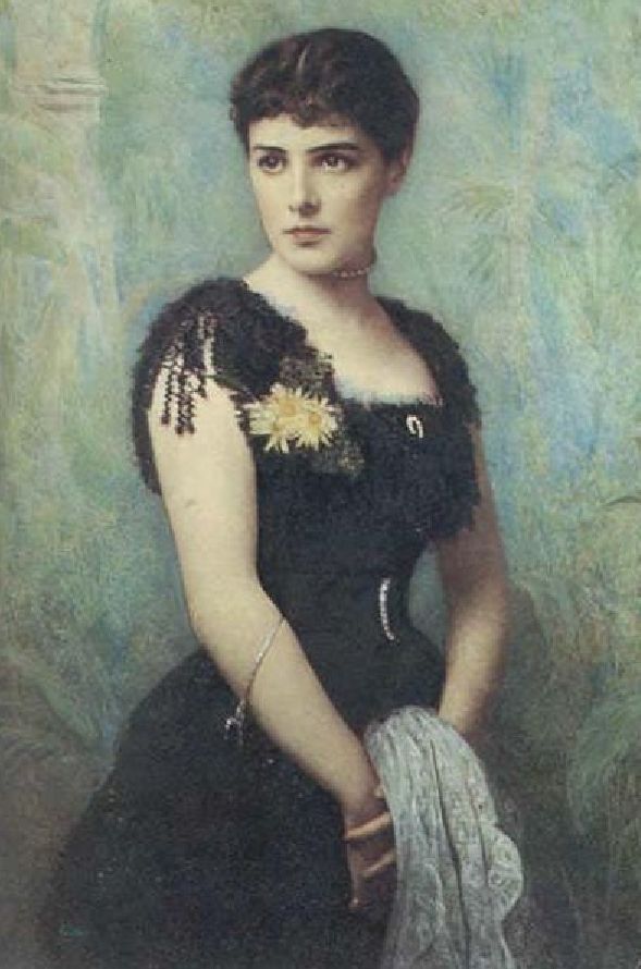 A painting of Jennie Jerome in a fancy black dress