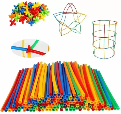 Straws and connectors with built example of a star