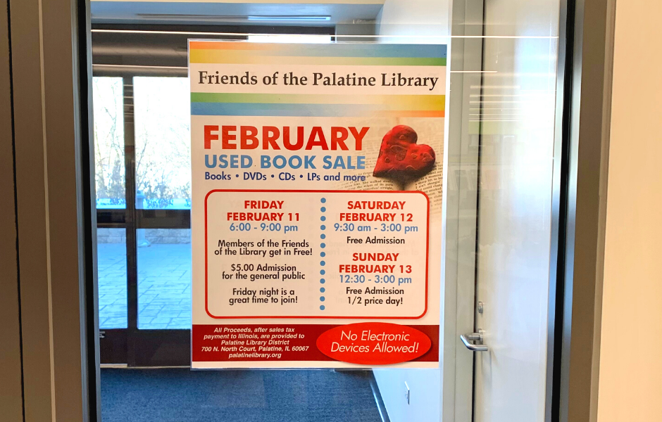 February Friends Used Book Sale Sign