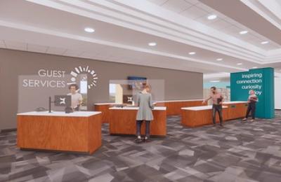 Rendering of an Updated Lobby with Self Checkout Stations