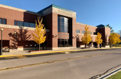 Photo of front of the Main Library Entrance from the street