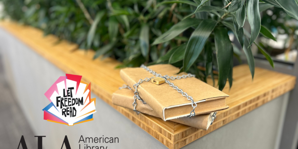 Books with chain and let freedom read ALA logo
