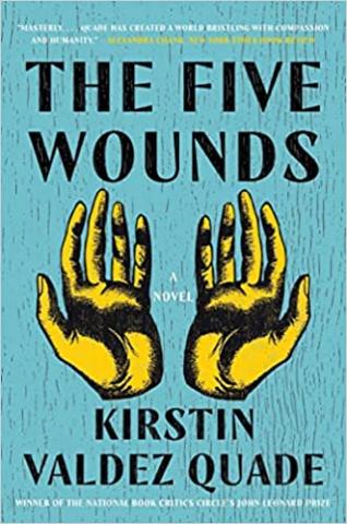 Illustrated book cover of yellow hands against a blue background