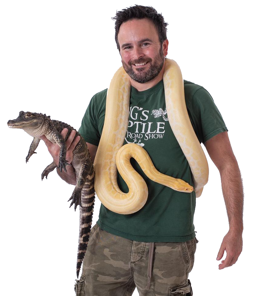 jim galeno posing with reptiles - https://www.jgsreptileroadshow.com/