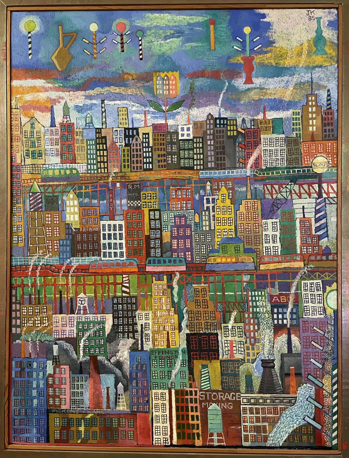 City scape of different color and sized buildings